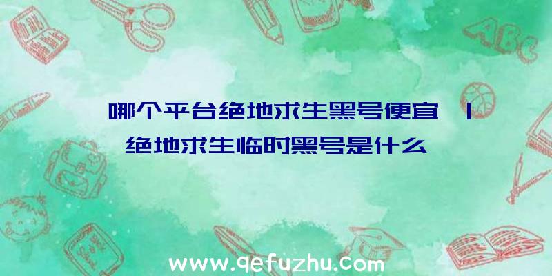 「哪个平台绝地求生黑号便宜」|绝地求生临时黑号是什么